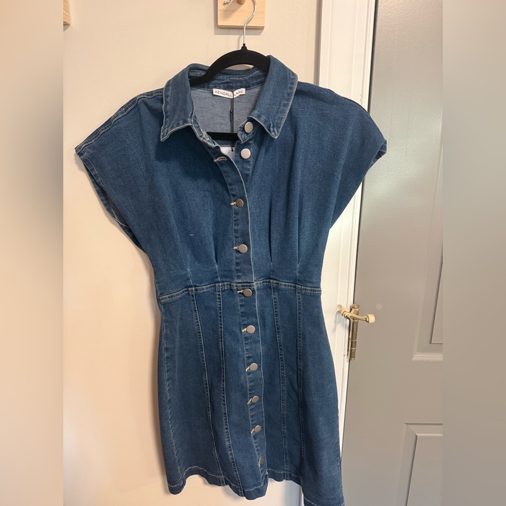 Kendall lane denim short sleeve bodycon mini dress size